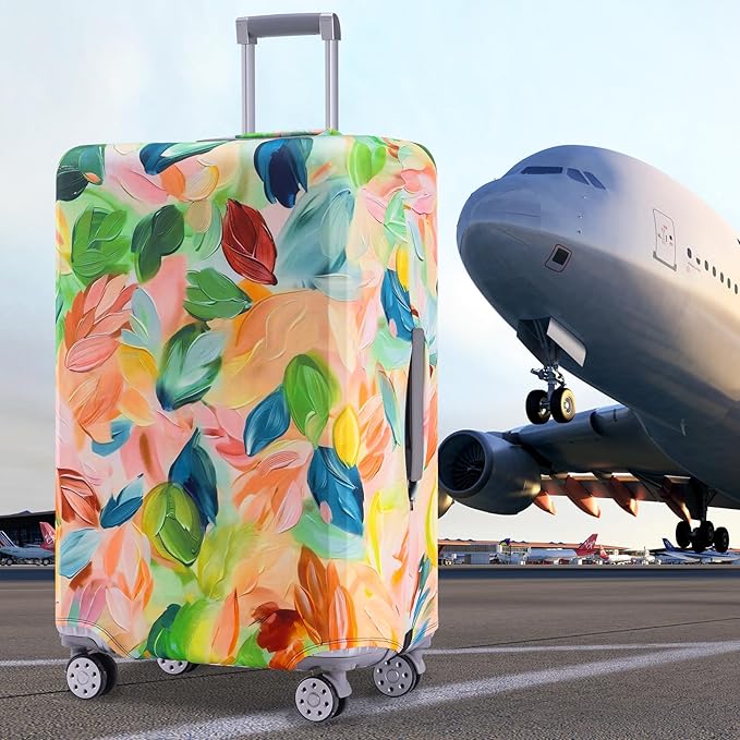 Travelkin Luggage Covers For Suitcase Tsa Approved,Suitcase Cover Protector Fit 18-32 Inch Luggage (Coloured Leaves, XL)