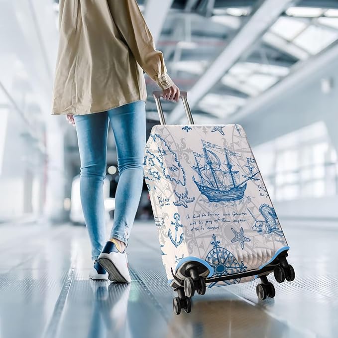 Travel Luggage Cover Suitcase Protector Fits 18-32 Inch Wheel Covers PatternedTravel Related Items Flower Luggage Protector Elastic M