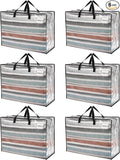 VENO 6 Pack Heavy Duty Moving Bags, Storage Bags, Packing Supplies, Top Zipper, Storage Totes for Camping, Clothes, Bedding, Comforters, Pillows (27 Gallon Clear, 6 Pack)