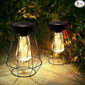 Solar Lanterns Outdoor Lights,Metal Hanging Solar Lights Outdoor Waterproof,Auto On/Off with Edison Bulb Retro Light for Yard Garden Patio Backyard Pathway Decor 2 Pack