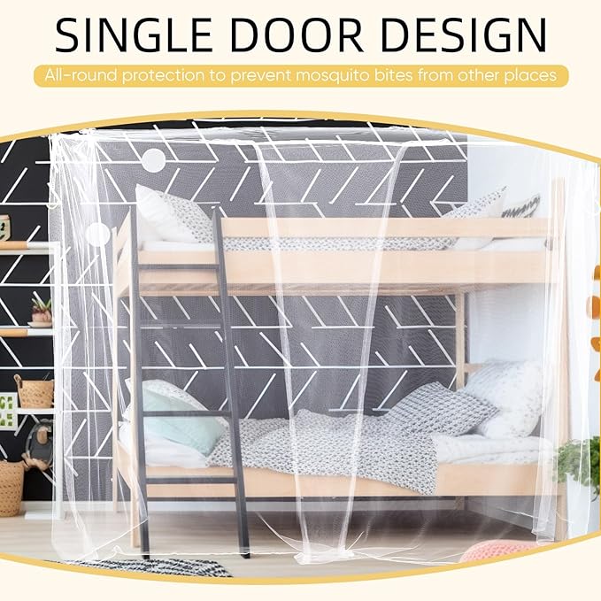 4 Corners Mosquito Net for Mosquiteros para Camas Bed Canopies Netting Bed Drapes Rectangular Mosquito Mesh for Camping Home Outdoor Travel(White,L75 X W79 X H67 Inch,Opening)