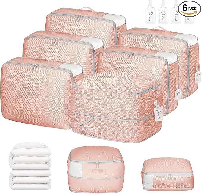 DIMJ Comforter Storage Bag 6 Pack - Blanket Storage Organizer Compression Bags, Large Capacity Ultra Space Saving Self Compression Organize for Bedding, Pillow, Duvet, Sheet Storage with Zipper Window