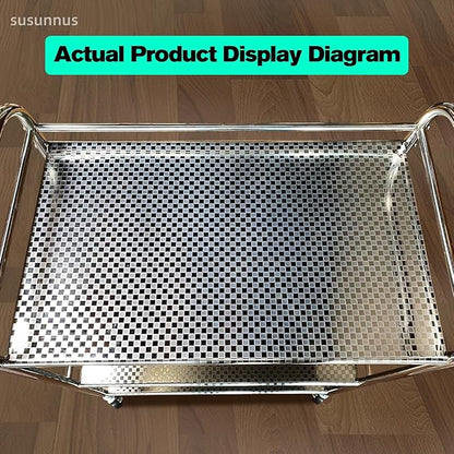susunnus Stainless Steel Cart with Wheels 5 Tier,Stainless Steel Kitchen Cart,Utility Cart,Metal Cart with Wheels,Suitable for Various Occasions,Movable,Gift Tools