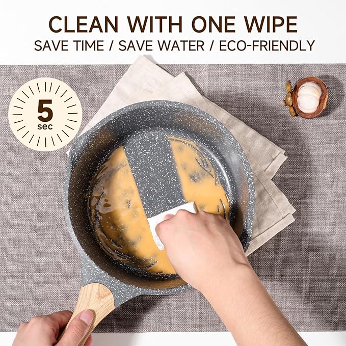 JEETEE Pots and Pans Set Non Stick 23pcs, Healthy Kitchen Cookware Sets, Induction Cooking Set W/Gray Frying Pans, Saucepans, Sauté & Griddle & Crepe Pan (PFOA, PFAS Free)