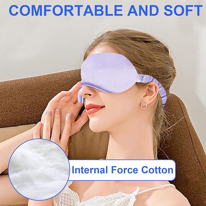 2Pack Silk Sleep Mask,IEKEODI Eye Mask for Sleeping,Elastic Blackout Eye Mask & Blindfold for Full Night's Sleep,Travel and Nap(Purple)