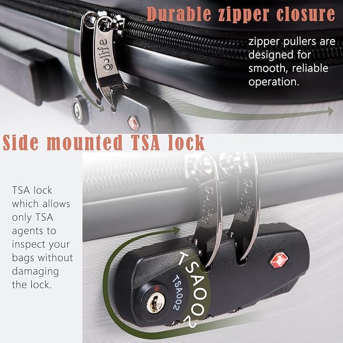 Coolife Luggage Suitcase PC+ABS with TSA Lock Spinner Carry on Hardshell Lightweight 20in 24in 28in(orange, M(24IN))