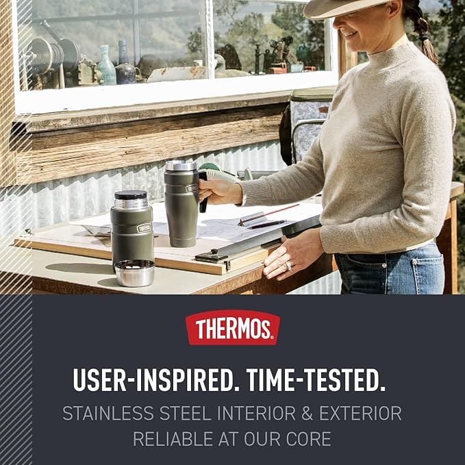THERMOS Stainless King Vacuum-Insulated Travel Mug, 16 Ounce, Rustic Red