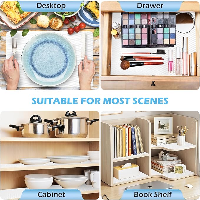 Drawer Liners, Waterproof Shelf Liner, Anti-Slip Non-Adhesive BPA Free Kitchen Cupboard Cabinet Liner Refridge Fridge Mats Sink Protector Strong Durable for Home (White/11.8in x 20Ft)