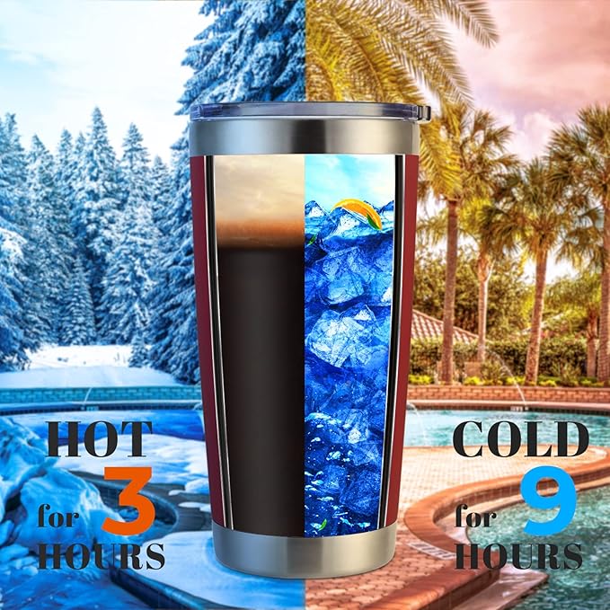 DOMICARE 20oz Stainless Steel Tumbler Bulk with Lid, Double Wall Vacuum Insulated Travel Mug, Powder Coated Coffee Cup (Powder Red, 4)