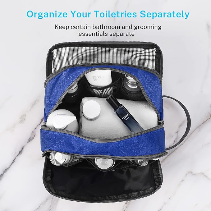 Gonex Travel Toiletry Bag Nylon, Dopp Kit Shaving Bag Toiletry Organizer Blue