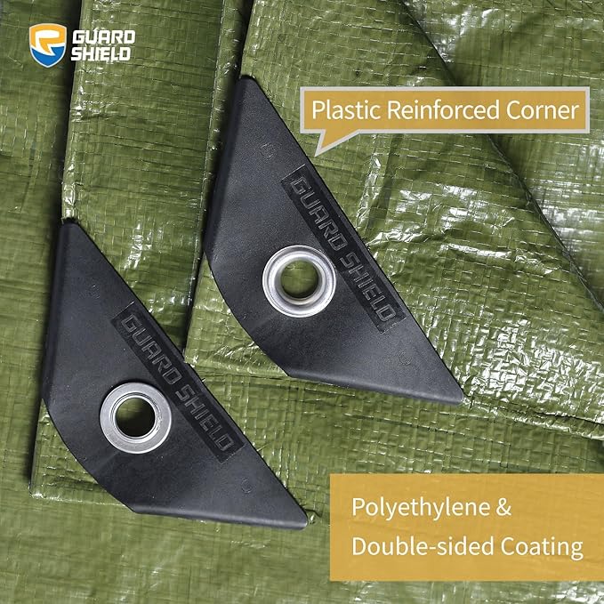 GUARD SHIELD Tarp Green 12x12 Feet Multi Purpose Waterproof Poly Tarp Cover 5mil