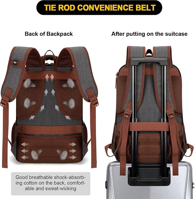 Tzowla Canvas Laptop Backpack, Bag for Men Women,Travel Work Rucksack Fits 17.3 Inch Laptop, Bookbag with USB Charging Port