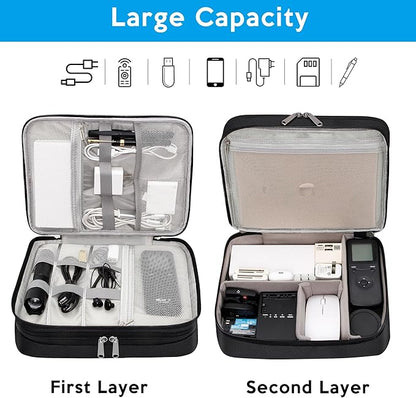 CILLA Electronic Organizer Travel Case, Travel Cord Organizer Case Portable Waterproof Cable Organizer Bag for Charger, Cord, USB, Power Bank, Earphone