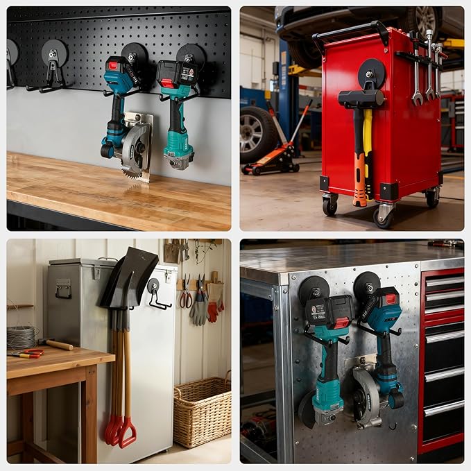 MUTUACTOR New Upgraded Magnetic Hooks Heavy Duty,40lbs Anti-Scratch Garage Large Magnet Hooks,2PCS Super Strong Magnetic Garage Hooks for Organizing Impact Drivers Trailer Cord Garden Tool Box