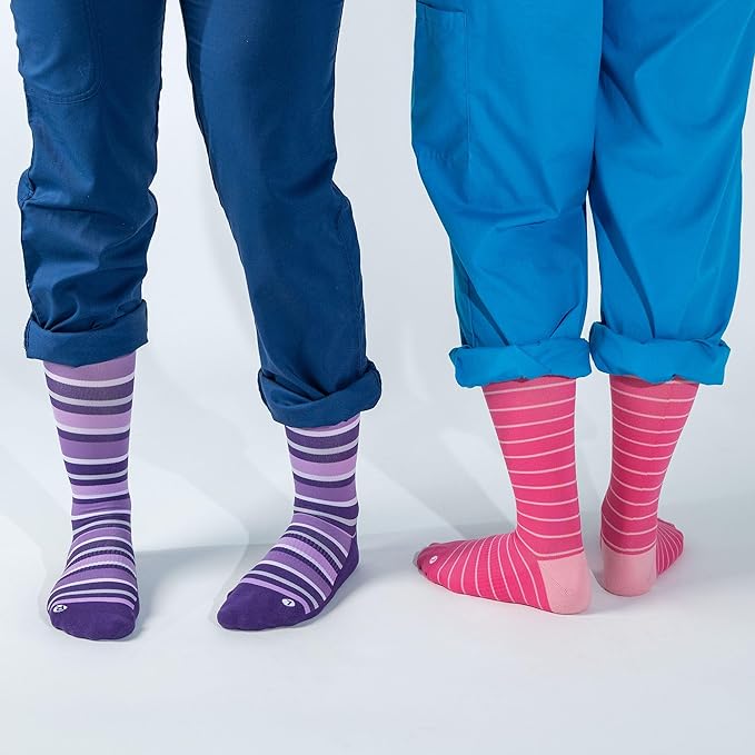 Medical Grade Compression Socks for Men & Women 15-20 mmHg by OrthoSleeve (Pink w/Stripes, Medium)