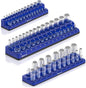 Olsa Tools Magnetic Socket Organizer | 3 Piece Socket Holder Kit | 1/2-Inch, 3/8-Inch, 1/4-Inch Drive | Metric Blue | Holds 75 Sockets | Professional-Grade