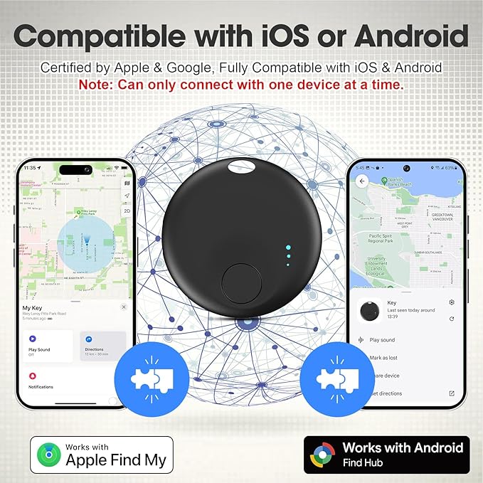 Air Tag for Android or iOS, Air Tags-4 Pack Smart Tag, Dual System Both iOS and Android Tracker Tags, Find My or Google'S Find Hub App, Keys Finder Item Locator for Wallets, Suitcases (Black)