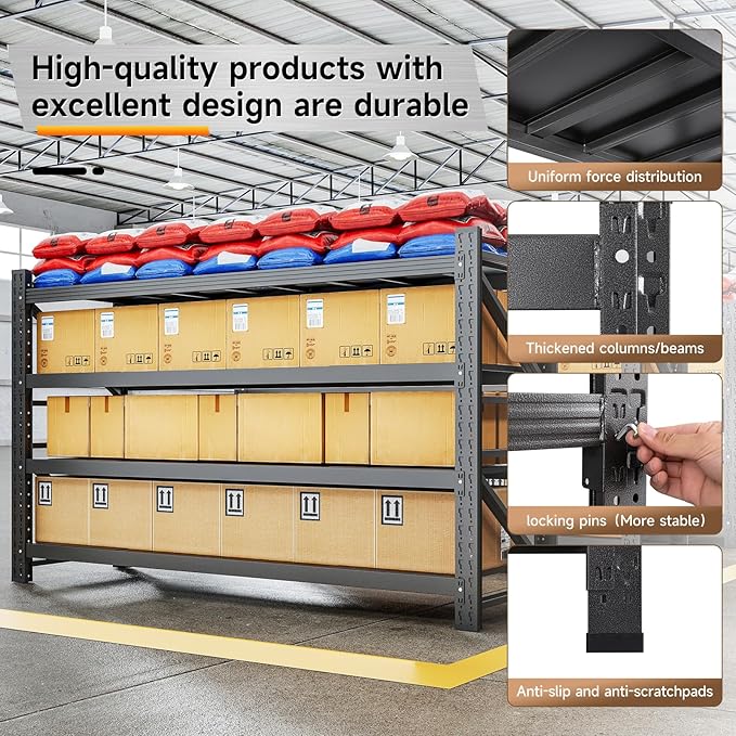 8000LBS Metal Garage Shelving Unit 68" W Storage Shelves Heavy Duty 4 Tier Adjustable Garage Storage Racks Industrial Shelving Utility Rack Shelf for Warehouse/Basement 68" Wx24 Dx63 H