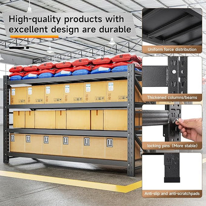 8000LBS Metal Garage Shelving Unit 68" W Storage Shelves Heavy Duty 4 Tier Adjustable Garage Storage Racks Industrial Shelving Utility Rack Shelf for Warehouse/Basement 68" Wx24 Dx63 H