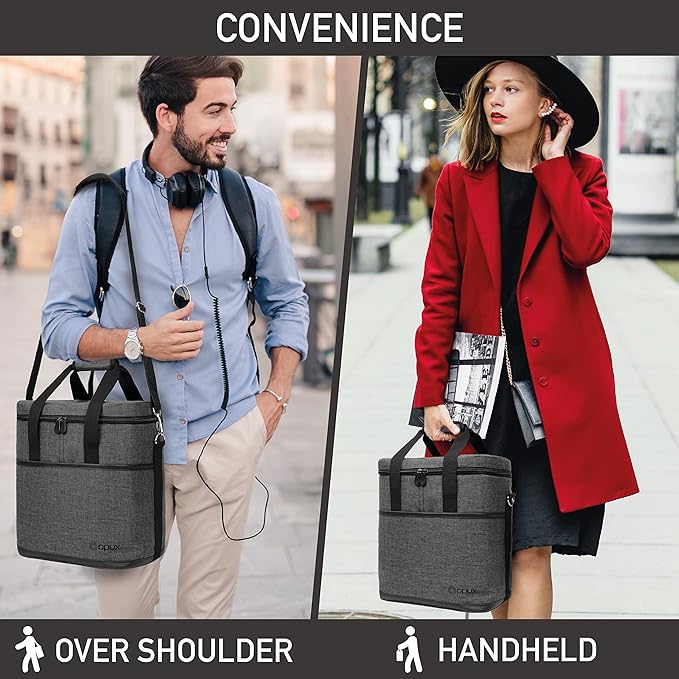 opux 6 Bottle Carrier Tote | Insulated Padded Wine Cooler Bag for Travel. Picnic, BYOB | Portable Leakproof Wine Tote Bag for Dinner, Party, Christmas, Wine Gift for Women, Men (Charcoal Gray)