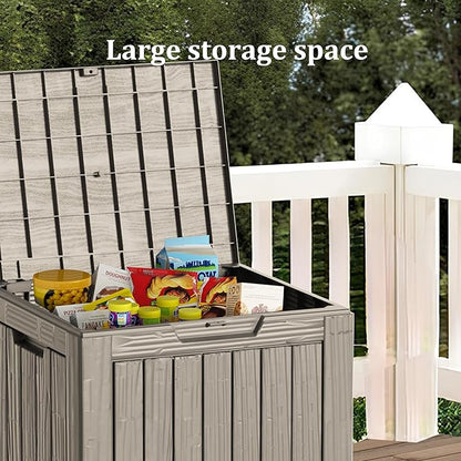 30 Gallon Waterproof Deck Boxes for Outdoor - Compact Resin Patio Storage Boxes, Pool Storage Bin with Lock for Cushions & Tools, UV-Resistant, Slate Grey