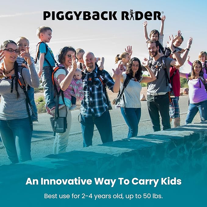 Piggyback SCOUT Toddler Carrier Backpack Deluxe - 6 Piece Set: Hip Belt, Carry Bag, Side Pocket, Mud Flap, Water Bottle & Selfie Stick Holders - For Ages 2-4 (Under 50 lbs) - Hiking & Travel
