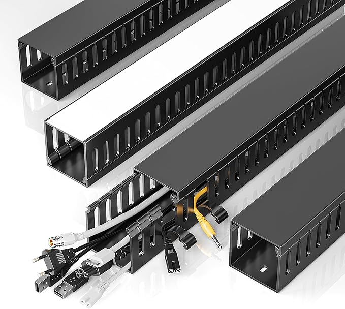 Yecaye 62.8in(4x15.7in) Cable Raceway, Large Under Desk Cable Management for Server Rack Wire Raceway, Wire Management Tray, Cord Organizer for Gaming Desk, Black