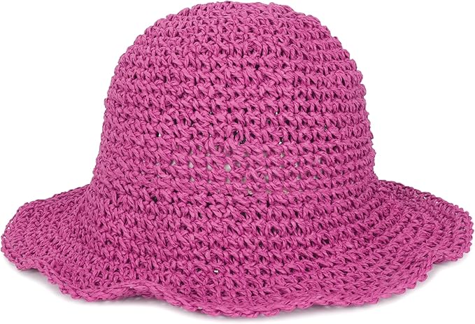 Womens Wide Brim Straw Sun Hat Foldable Floppy Crochet Beach Hat for Summer