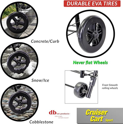 dbest Products Cruiser Cart Sport, Foldable Grocery Cart on Wheels,Multi-Use Collapsible Folding Laundry Basket with Wheels