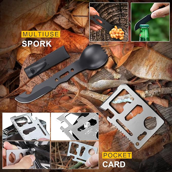 14-in-1 Survival Kit for Men - Premium Outdoor Survival Gear Set with Tactical Tools for Dad, Husband, Him - Camping, Hiking, Fishing Essentials for Men & Teen Boys