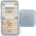Vlando Travel Essentials for Women Jewelry Box, Travel Accessories for Teen Girl Trendy Stuff, Necklace Organizer Earrings Ring Organizer, Travel Must Have Jewelry Organizer - Letter C, Blue