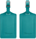 Travelambo Luggage Tags for Suitcases Faux Leather Privacy Protection 2 Pack Bag Tags Travel Accessories Essential, Bright Green