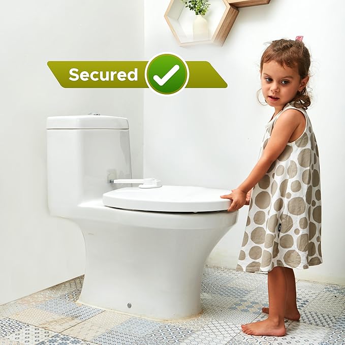 Baby Toilet Lock by Wappa Baby - 9"L x 4"W - Ideal Baby Proof Toilet Lid Lock - No Tools Needed Easy Installation with 3M Adhesive - Top Safety Toilet Seat Lock - Fits Most Toilets - White (1 Pack)