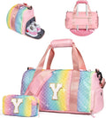 Daughter Birthday Gifts-Girl Gym Bag with Shoe Compartment, Kid Personalized Weekender Overnight Bags, Initial Travel Tote with Makeup Pouch, Graduation Gift for Girls (Letter Y)