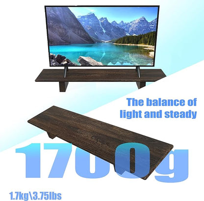 "WEGASTU Solid Wood Rustic Desk Monitor Stand with Storage，Large Dual Monitor Stand Riser for Laptop Computer/TV/PC/Printers, Perfect Desktop Stands Organizer with Underneath Storage for Office