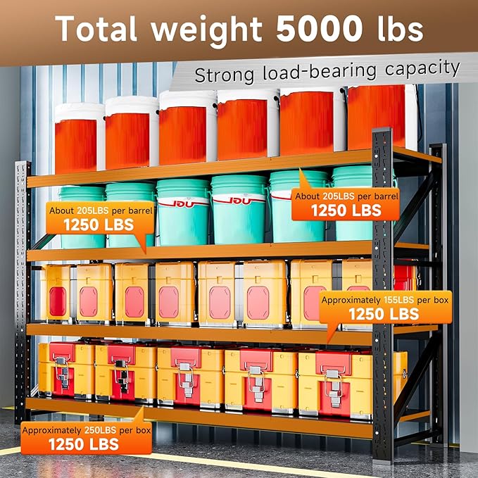 5000LBS Metal Garage Shelving Unit 71" W Storage Shelves Heavy Duty 4 Tier Adjustable Garage Storage Racks Industrial Shelving Utility Rack Shelf for Warehouse/Basement 71" Wx24 Dx70 H