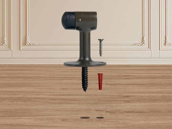 QCAA Solid Brass Door Stop, 3", Height, ORB(Oil-Rubbed Bronze), 2 Pack