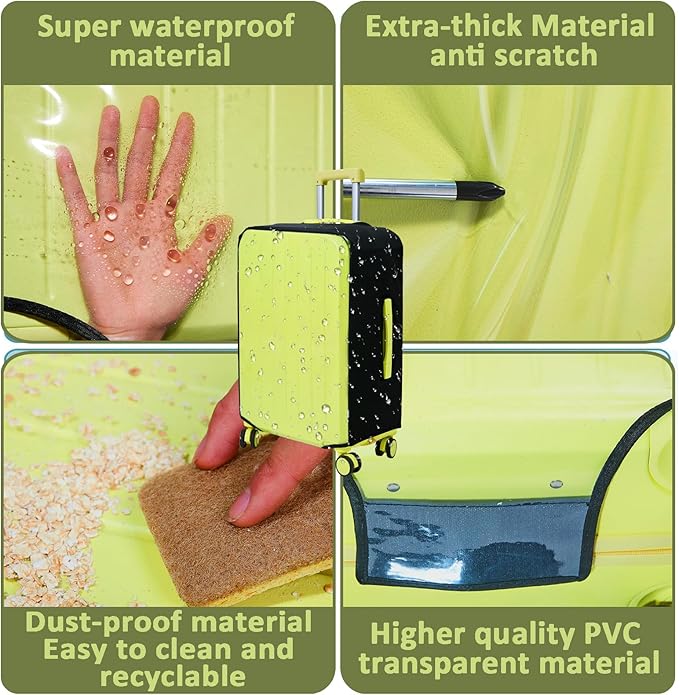 Clear Luggage Cover Protectors For Suitcases,Elastic Transparent waterproof PVC Suitcase Covers Protector Fit 20-30 Inch wheeled Luggage (24")