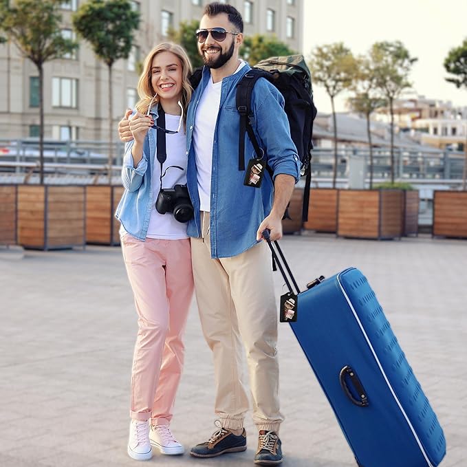 2 Pack Leather Luggage Tag for Suitcase Funny Cat Passport Airline Ticket Unique Travel Tags with Privacy Cover ID Label & Stainless Steel Loop for Men and Women Baggage