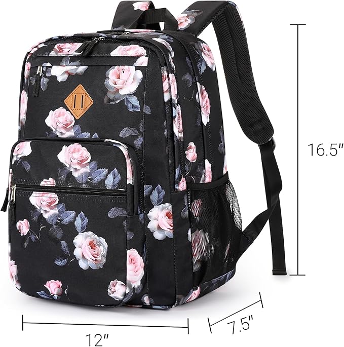 ZORFIN 26L Backpack for College, and Travel: Water Resistant Bookbag - Rose Black