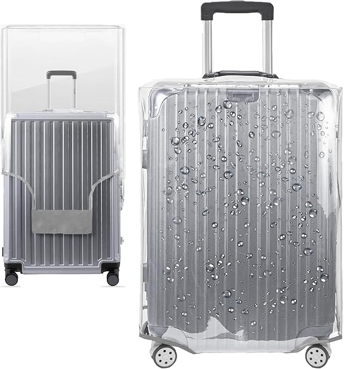 28 Inch Full Clear PVC Suitcase Cover Protectors for TSA Approved Travel Luggage Protector Covers Set Transparent Luggage Case Suitable for 28"-29" Full Clear