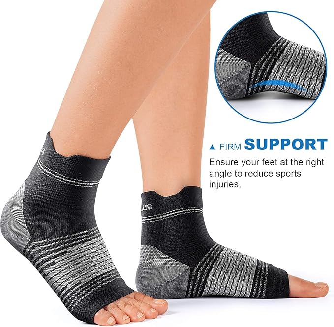 Plantar Fasciitis Sock (6 Pairs) for Men and Women, Compression Foot Sleeves with Arch and Ankle Support (Black, Medium)