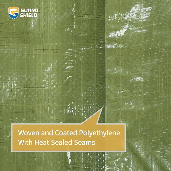 GUARD SHIELD Tarp Green 9x15 Feet Multi Purpose Waterproof Poly Tarp Cover 5mil