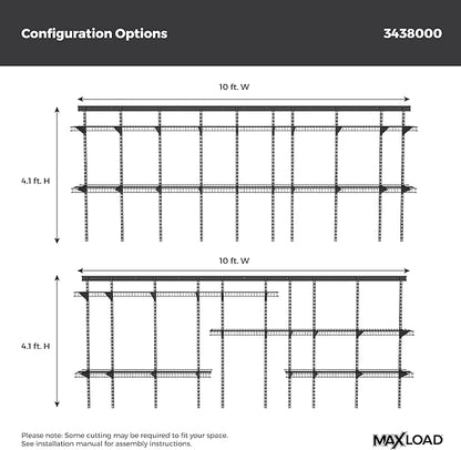 ClosetMaid MaxLoad Heavy Duty Wall Shelf Kit for Garage, 6 – 10 Ft., Adjustable ShelfTrack Wire Shelving, Black Finish