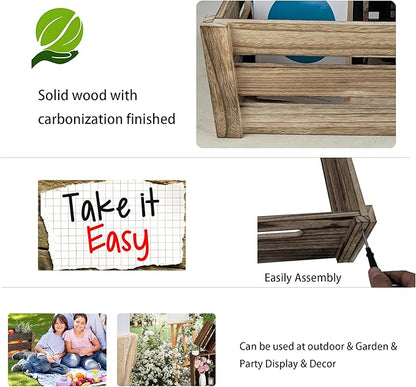 ARTAWEIN Rustic Vintage Finished Wooden Crate with Handles - Nesting Storage, Display, Organization Crate for Party, Office, Bedroom, Kitchen and Closet (Rustic Brown 1 pc)