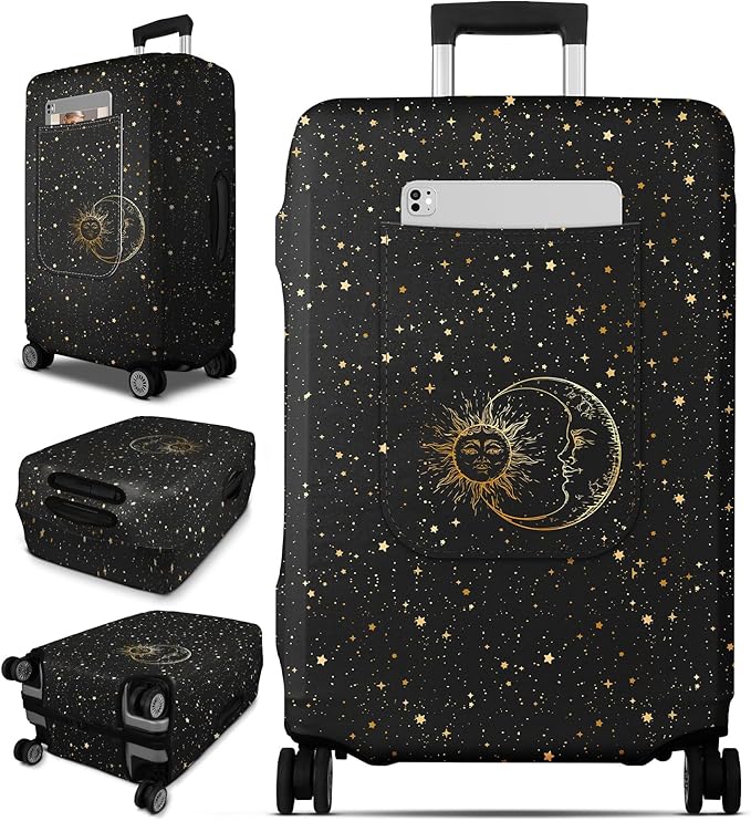Slohif Luggage Cover for Suitcase Tsa Approved Protector - Luggage Sleeve Large Suit Case Cover Travel Stretch Baggage Case Protective Washable Fit 24-27 Inch Sun M
