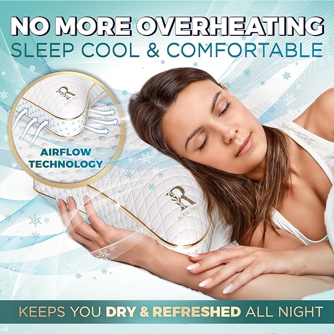 Royal Therapy King Pillows 2 Pack - Shredded Memory Foam Pillows for All Sleep Positions - Medium Firm Pillow with Adjustable Loft, Bamboo Rayon Cover, CertiPUR-US, Oeko-TEX Certified