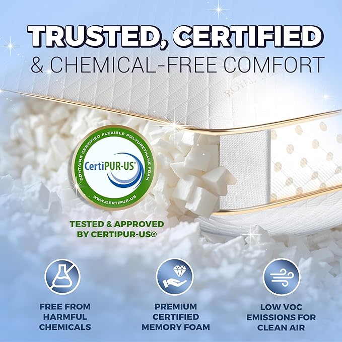 Royal Therapy Queen Memory Foam Pillows - Shredded Memory Foam Pillow for All Sleep Positions - Medium Firm Pillow with Adjustable Loft, Bamboo Rayon Cover, CertiPUR-US, Oeko-TEX Certified