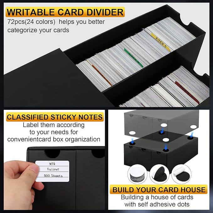 Trading Card Storage Box, Includes 21-600 CT Boxes & Card Dividers, + Trading Card Organizer for Collectible Card Games, for TCG, MTG, PTCG, Baseball Cards, with Labels & Tapes