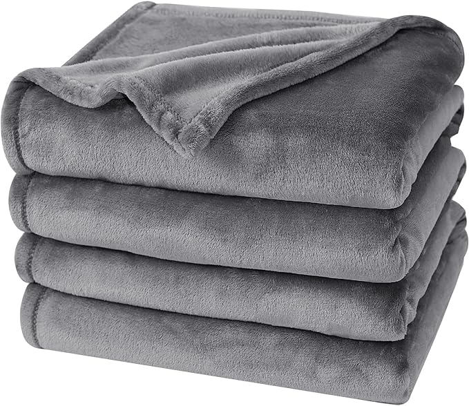 PHF Ultra Soft Fleece Blanket King Size, No Shed No Pilling Luxury Plush Cozy 300GSM Lightweight Blanket for Bed, Couch, Chair, Sofa Suitable for All Season, 108" x 90", Grey